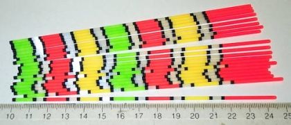 Cylinder, hollow, multicolor tips x 10 pcs