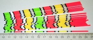 Cylinder, hollow, multicolor tips x 10 pcs